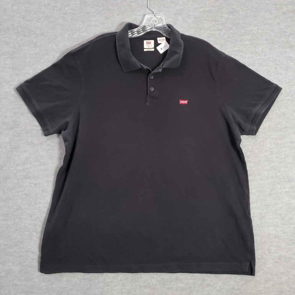 Levi's Men Polo Shirt XL Black Logo Patched Golf‎ Short Sleeve Collar Standard